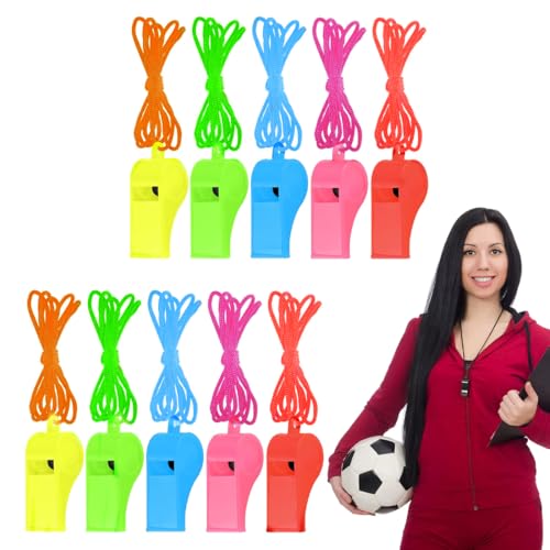 KEQAR 10 pezzi Fischietto, Fischietto da Allenamento Coach, Fischietto con Cordino, Fischietti Sportivi, Fischietto Arbitro Professionale, Ideale per Arbitri, Allenatori, Bagnini