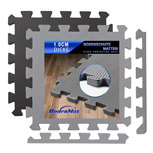 BodenMax Tapete Puzzle suelo goma EVA Tatami puzzle alfombra puzzle suelo gimnasio en casa esterilla fitness - puzzle mat 18 losetas modular 30x30x1cm - Gris 1.66 m²