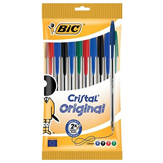 BIC Cristal Original Stylos-Bille - Couleurs Assorties, Un Paquet de 10