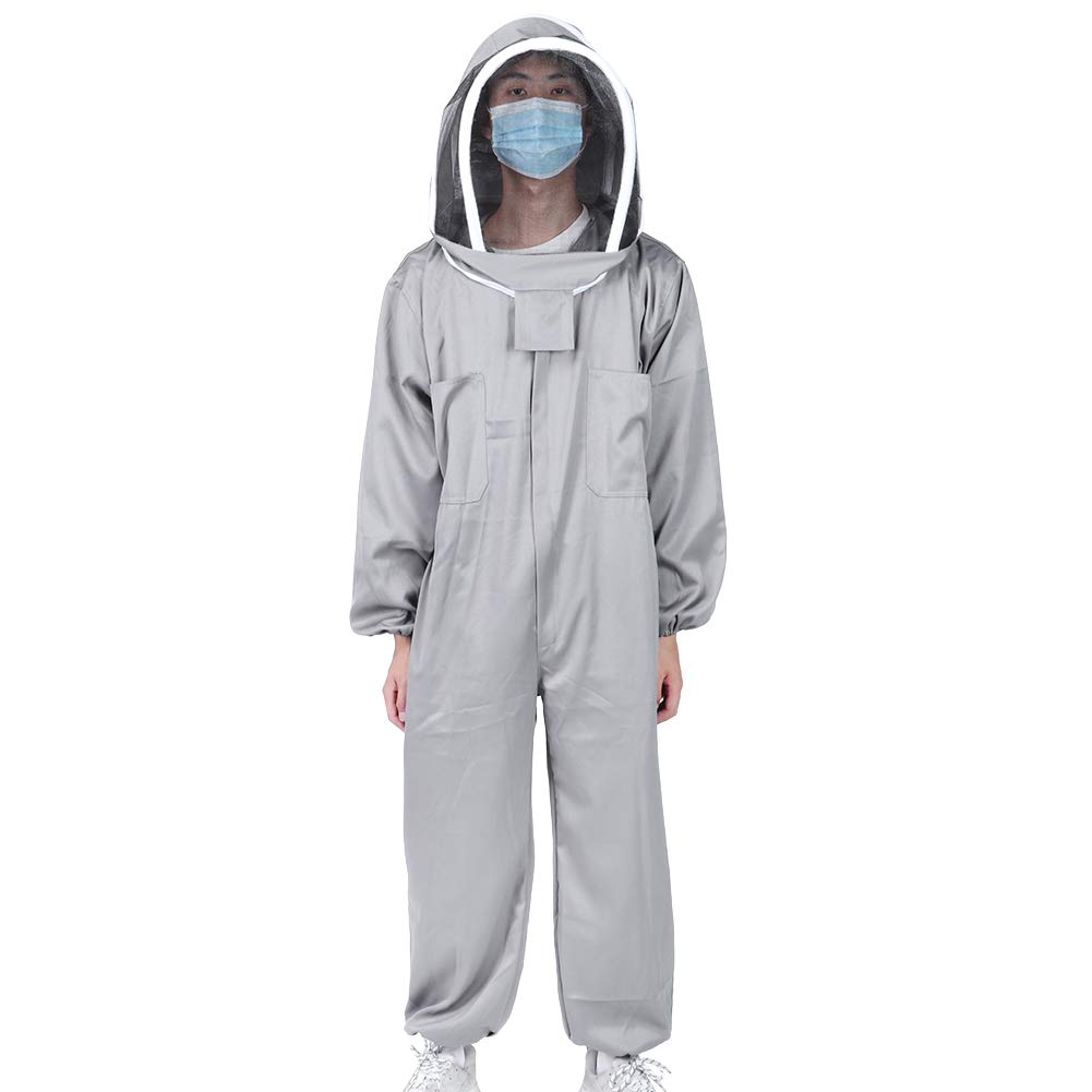 SZdpyZSZdpyZ One-Piece Beekeeping Suit Protective Clothes Smock Dual Zippers Beekeeper Supplies Gray L