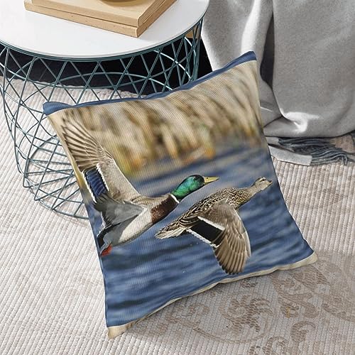Housse de coussin canards colverts velours côtelé décoration maison