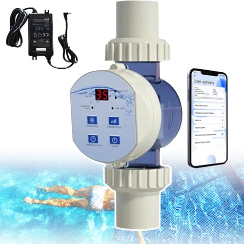 SUNBGRPYE Clorador De Piscina, Generador De Cloro Salino Inteligente, Wi-Fi Integrado (Control Remoto App), con FuncióN De Limpieza AutomáTica + Alarma De Salinidad, para Piscinas De 10-45m³ 5.0g/h