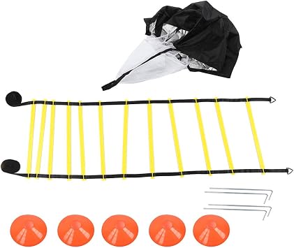 Agility Ladder, Fitness Speed Training Equipment, Agility Training Equipment, Football Training Ladder Disc Drag Parachute Set Jump Lattice Agile Training Rope