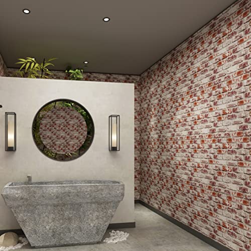 Brick Wallpaper Red Brick Peel And Stick Wallpaper Self-Adhesive Wallpaper Brick Contact Paper 17.7” × 118” Removable Wallpaper 3D Brick Paper For Backsplash Countertop Wall Realistic Brick Textured #TOP4