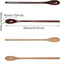 Vista 2 de Honbay 4 cucharas de café de madera de mango largo, cucharaditas de mezcla de madera, cucharas de té helado para batido de espresso, bebidas frías