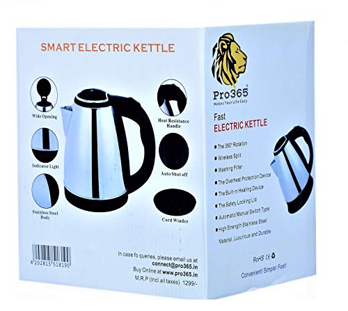 Image of PRO365 Instant Boiling 1500 Watts Smart Electric Kettle 1.8 L (Power Saver)