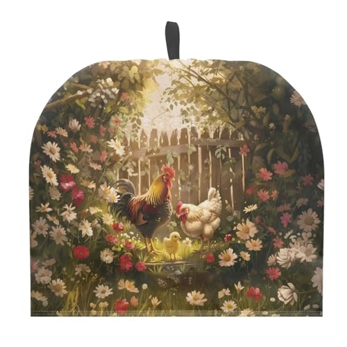 Image of Tea Cosy Thermal Insulation Large Tea Pot Cozies for Teapots Kitchen Accessories Home Table Decorative Tea Kettle Quilt Teapot Cozies Dust Proof Cover, Chicken Family Garden