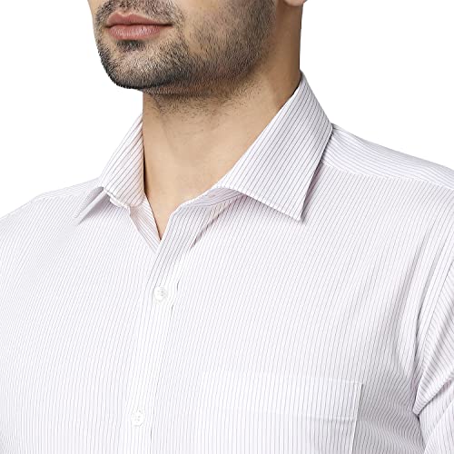 Image of Park Avenue Men's Pure Cotton Stripe Pattern Slim Fit Semi Cutaway Collar Full Sleeve Formal Shirt