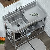 【GROSSE KAPAZITÄT SPÜLE】- Die mobiles edelstahlspüle waschbecken bietet Platz für eine große Menge an Geschirr und Wäsche. mit waschtisch von 42x 19 x 40 cm erfüllt sie alle anforderungen und edelstahl spültisch ist somit ideal für den Einsatz zuhause, im Restaurant, in der Bar, im Hotel, im Café, im Camping, im Garten ...
