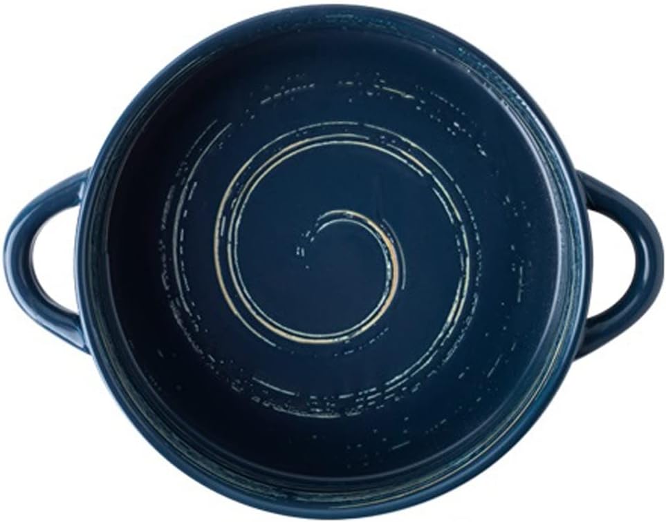 Baking Dish Creative Baking Dish Ceramic Double Ear Bowl Breakfast Bowl Salad Bowl Household Baking Tray Tableware Cheese Baking Bowl Bakeware (Color : 4) (B)