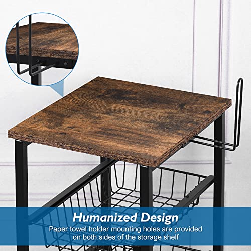 Bathroom Storage Cabinet Free Standing Units Organizer Shelf Floor Storage Tower With Drawers 4 Tier Shelving Rack With Paper Bar Narrow Storage Shelves For Bath Living Room Washroom, Farmhouse Brown #TOP4