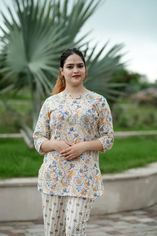 Image of Women's Cotton Night Suit Set for Women, Lounge Wear, Printed Top and Pyjama Set for Women Nightwear /Loungewear /Night Dress for Women