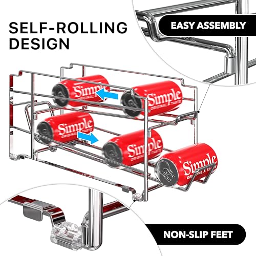 Simple-Houseware-2-Pack-Stackable-Beverage-Soda-Can-Dispenser-Rack-Chrome-Metal-Soda-Can-Soft-Drink-Organizer