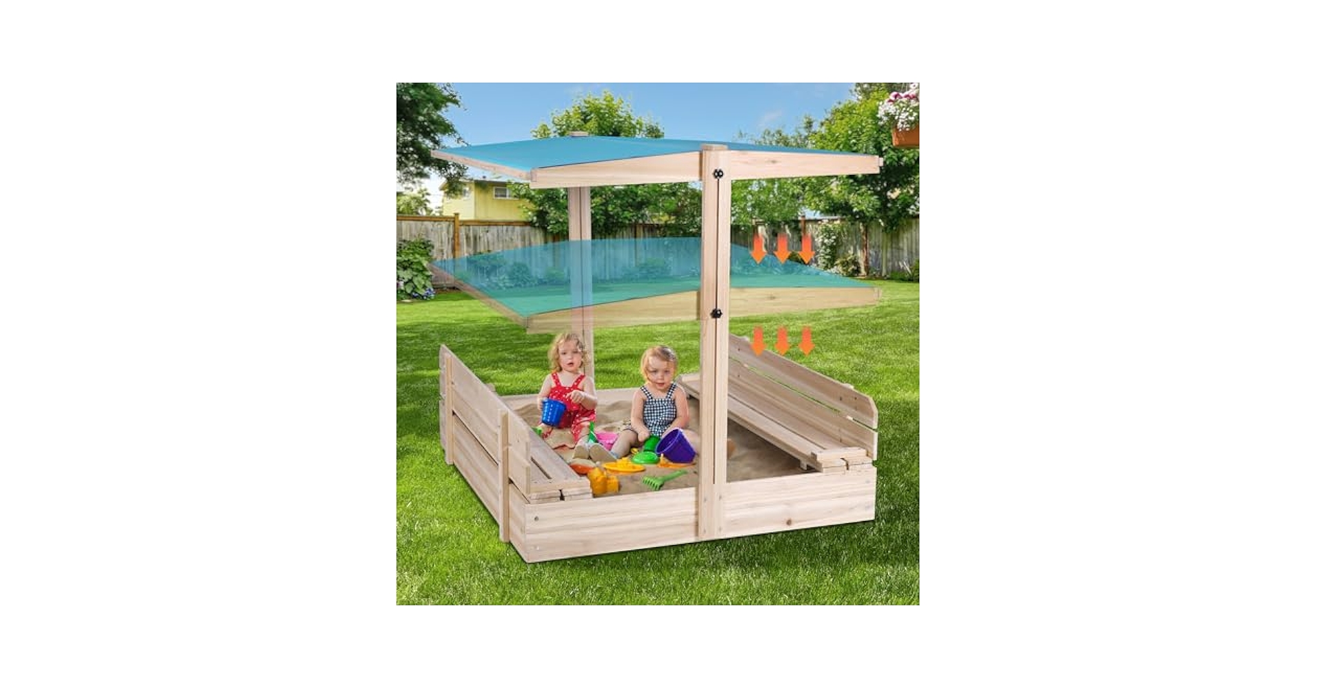 Amazon.com: FUNTOK Sandbox with Lid and Cover, Wooden Cabana
