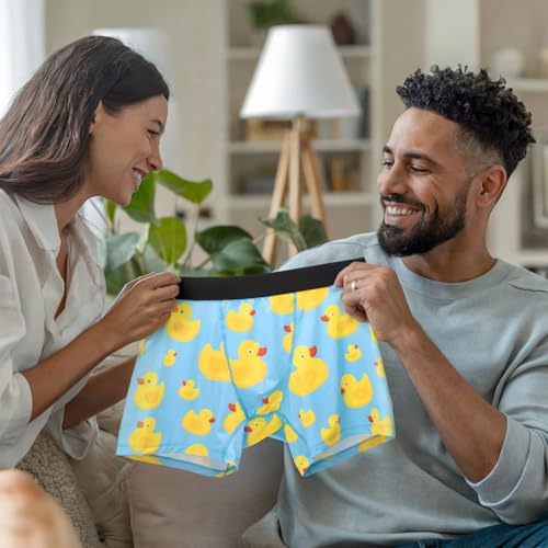 Bibalabili Herren Lustige Boxer Shorts, Witzige Unterwäsche Geschenke, Neuartige Männer Unterhosen ohne Eingriff (DE/NL/SE/PL, Alphanumerisch, M, Regular, Regular, Kleine gelbe Ente)