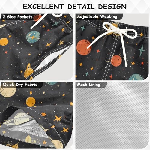 Pigsaly Boys' Swim Board Shorts Outer Space Starry Planet Boy's Swim Trunks Kids Swimwear XS Multicolor3