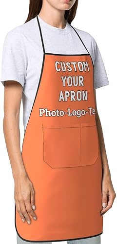 Miniatura 3 de Delantales personalizados para adultos, delantal personalizado con logotipo de foto, delantal impermeable con 2 bolsillos
