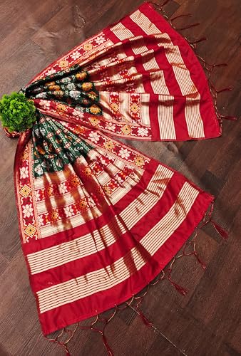 Image of TRENDMALLS Women's Jacquard Silk Ethnic Patola Floral Design Dupatta Ethnic Motif Pattern