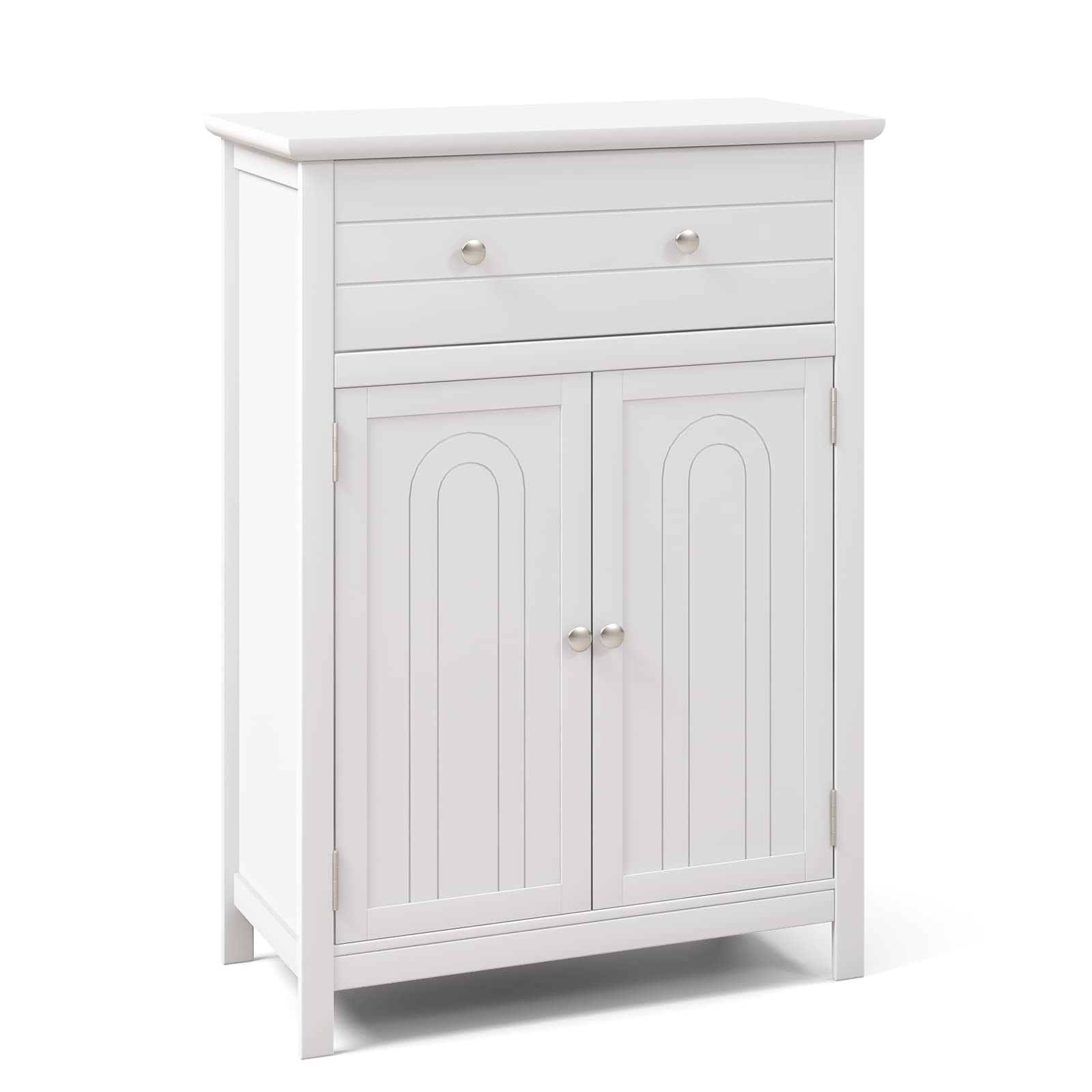 Meuble Salle De Bain Mondeer 60x30x80cm - Blanc - 2 Portes 180° - 3 Étagères - MDF Résistant