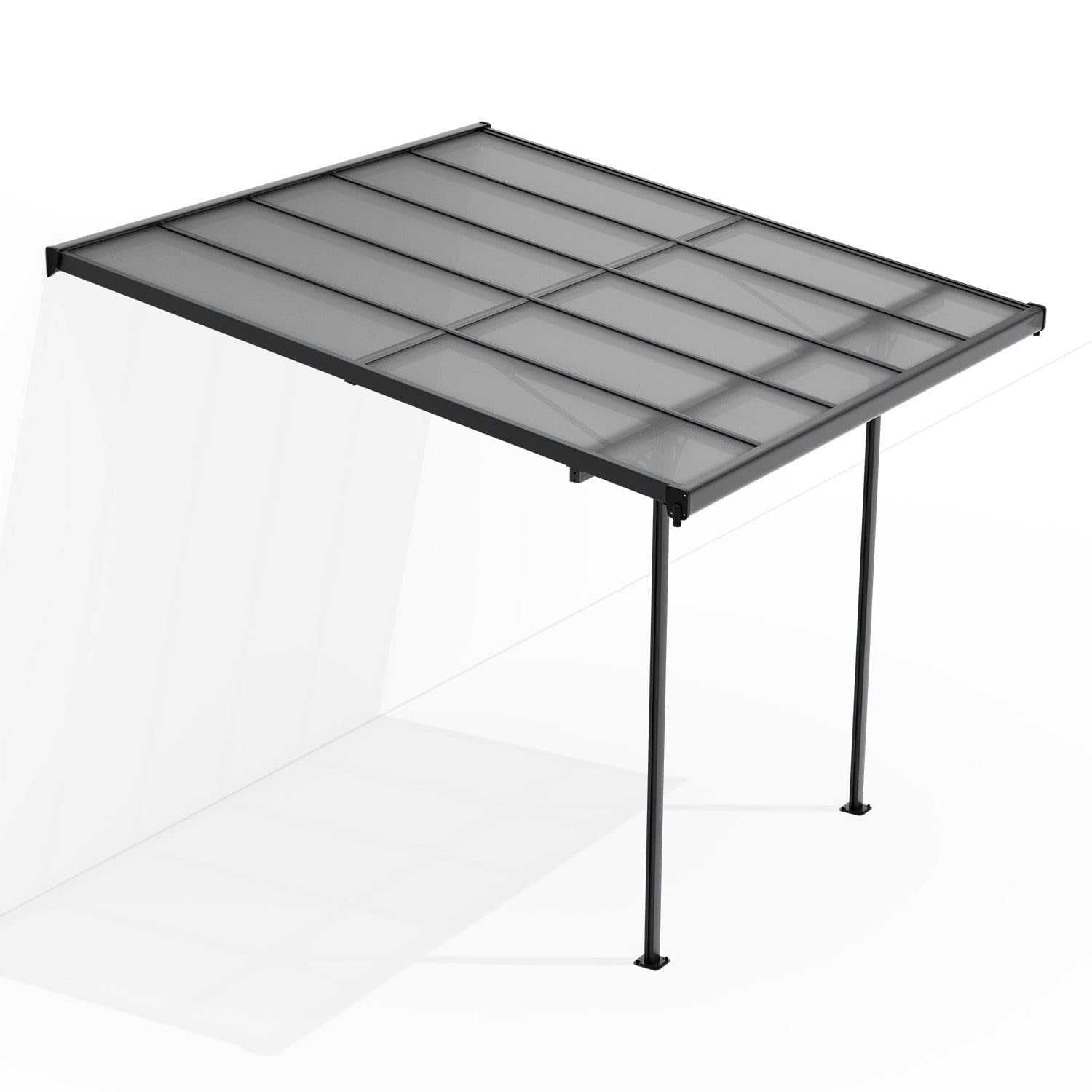 Juskys Terrassenüberdachung Borneo 3x3 m — Sonnenschutz aus Aluminium mit transparenten Doppelstegplatten