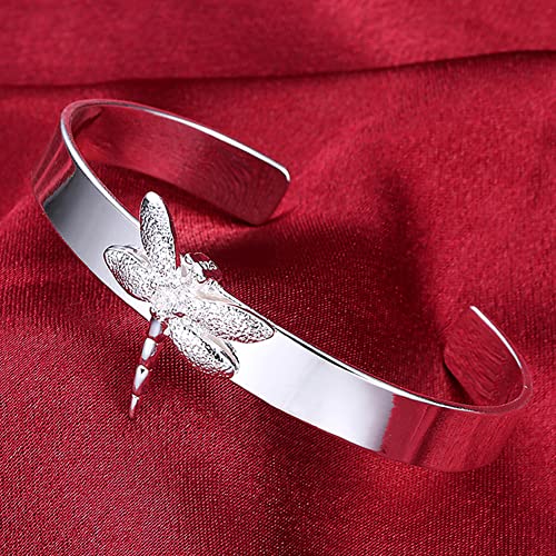 Pulsera de plata 925 para mujer FLXHHX con diseño de corazón brazalete abierto