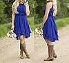 Faxpox Women's Halter Short Bridesmaid Dresses 2025 Ruched Waist A Line Chiffon Formal Cocktail Party Dress Aqua US04 #4