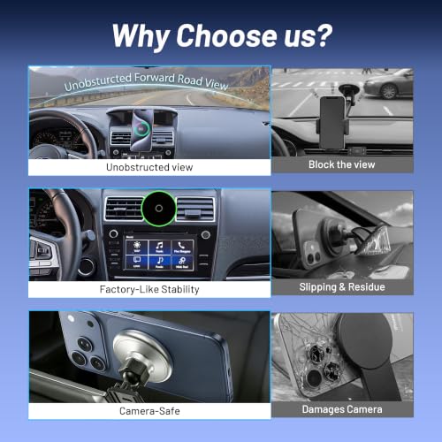 Image of Car Cell Phone Holder for Subaru Forester (2014-2018), Magnetic Phone Holder, Magsafe Car Mount Charger, Dashboard Phone Holder, Cell Phone Automobile Cradles, 15W Wireless, 360 & Hands Free