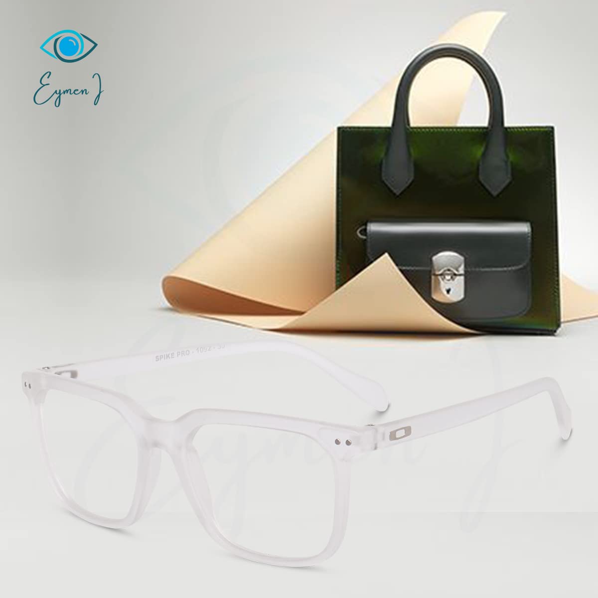 Eymen I Classic Non Prescription Clear Lens Glasses for Women Men Square Frame Eyeglasses Multiple Shades (White) - Image 6 thumbnail