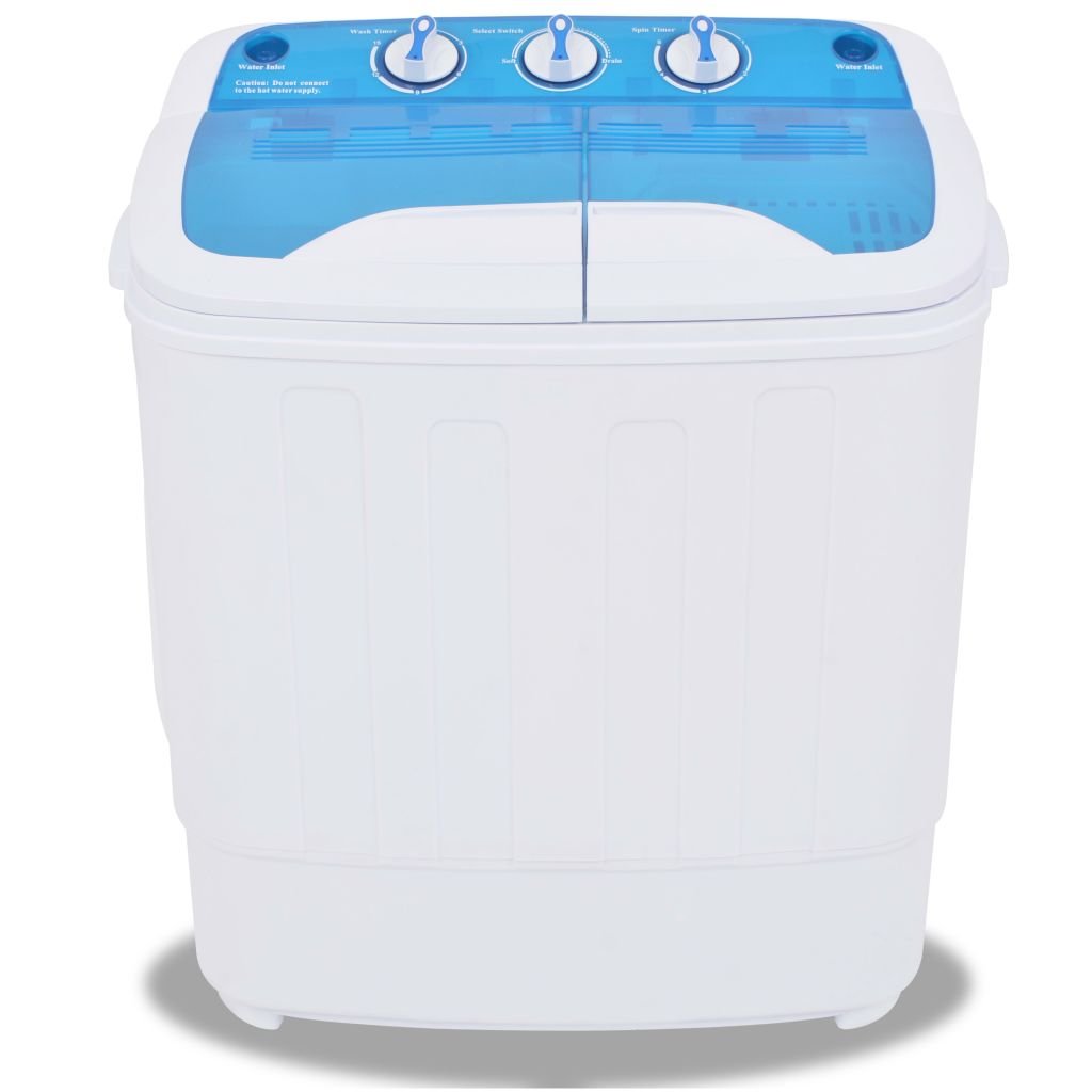 Festnight Mini Lavadora con 2 Tambores - Color de Azul y Blanco Material de Plástico 5,6 kg