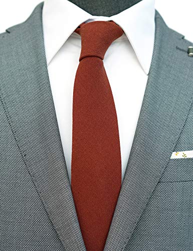 Image of Cotton Skinny Ties for Men, Plaid and Striped Slim Neckties
