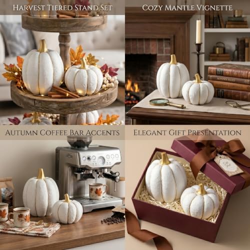 Image of FESTGLOX Fall Pumpkin Decor, 2Pcs Resin Pumpkins for Decorating