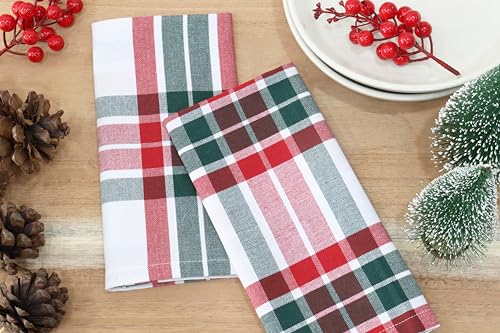 PurpleEssences-Homestead-Plaid-Set-of-12-Cloth-Dinner-Napkins-100-Cotton-18×18-Soft-Durable-Washable-Ideal-for-Farmhouse-Party-Wedding-Christmas-Red-Green-and-White PurpleEssences Homestead Plaid Set of 12 Cloth Dinner Napkins 100 Cotton 18×18 Soft Durable Washable Ideal for Farmhouse Party Wedding Christmas Red Green and White