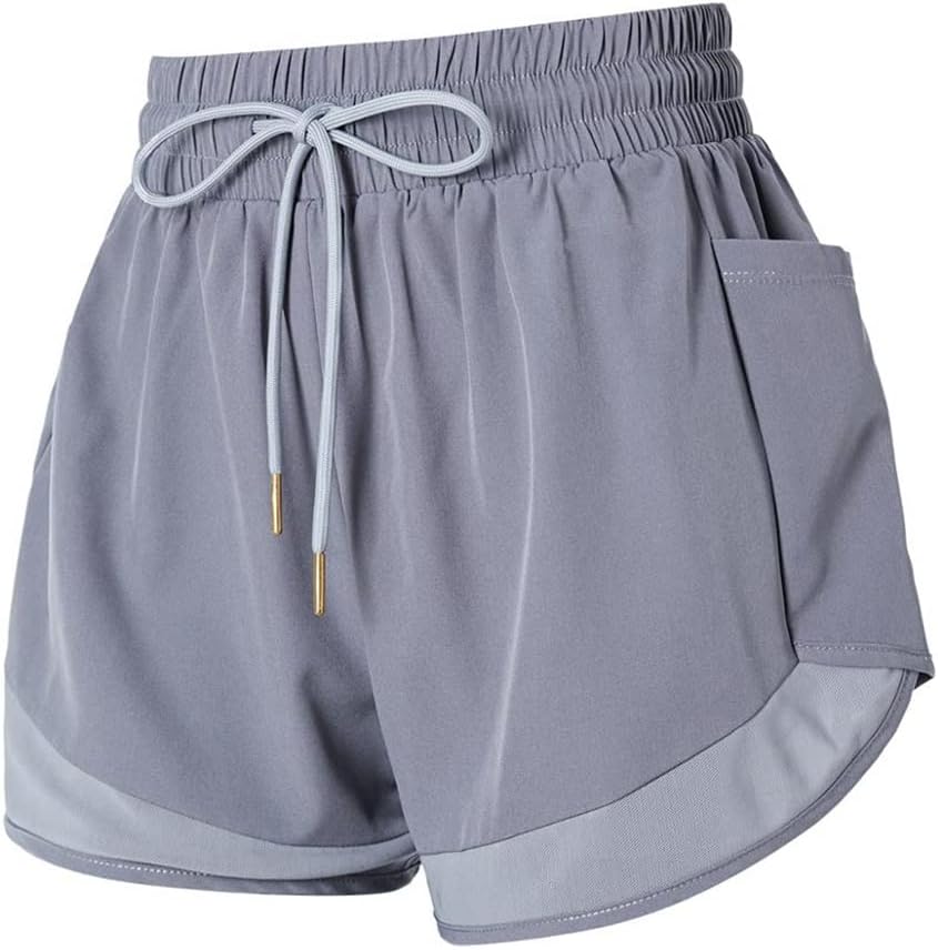 Ladies Running Shorts Yoga Mesh Gym Breathable Quick Dry Side Pocket Sports