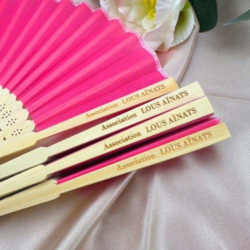 MINXLTD Lot de 10/20/30/50 Éventails Pliables Personnalisés for Invités, en Soie Et Bambou, avec Sachets en Organza, for Cadeaux De Fête Prénatale, en...