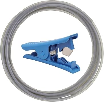 HICTOP Smooth 5M/16.4ft Teflon Tube-1.75mm Filament 2.5mm ID x 4mm OD Bowden Tube with a Cutter for Bambu Lab A1/A1 mini/P1P/P1S/X1C & Creality K1/K1 Max/K2/Ender 3 V3 3D Printer Transparent Gray