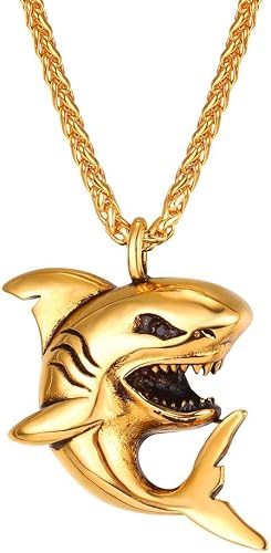 U7 18K Gold-Plated Shark Pendant Necklace