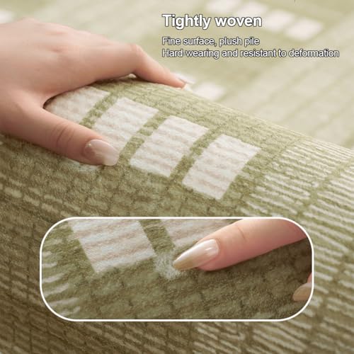 Tapis de chambre vert antidérapant et doux | Moquette facile à nettoyer - 3