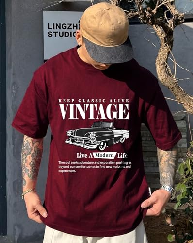 Image of AUSK Men's Half Sleeve Regular Tshirt, Graphic Print Round Neck Tshirt