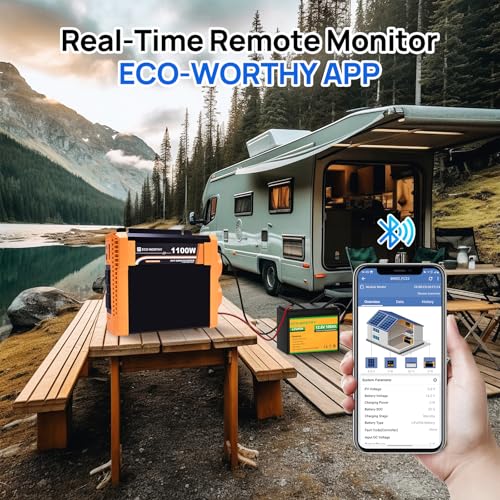 Image of ECO-WORTHY 200 Watt 12V Complete Solar Panel Starter Kit for RV Off Grid with Battery and Inverter: 2pcs 100W Solar Panel + 30A Charge Controller + 100Ah Lithium Battery + 1100W Premium Solar Inverter