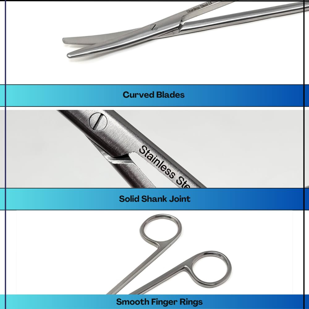 Surgical Metzenbaum Scissors Blunt/Blunt Blades for Sharp Precise Cutting Stainless Steel Slim Shears Used in Medical Training Centres, Labs, Veterinary Clinics (7