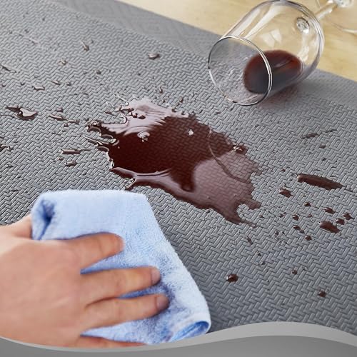 Image of Ophanie Kitchen Mats for Floor, 3 /4 inch Thick, 17x24 Anti Fatigue Cushioned Mat, Kitchen Rugs, Waterproof, Comfort Ergonomic Standing Mat for Office, Home, Sink, Grey Non-Slip Ridged Bottom