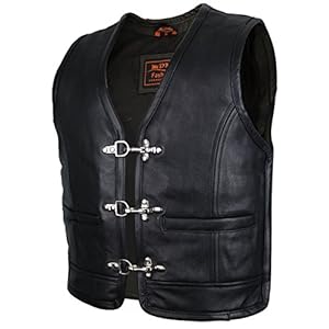 MDM Leren vest met ritssluiting aan de zijkant