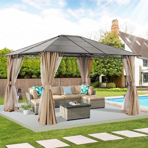 Abccanopy GAZEBO 10X12 - Outdoor Polycarbonate Hard Top Roof Gazebo cover