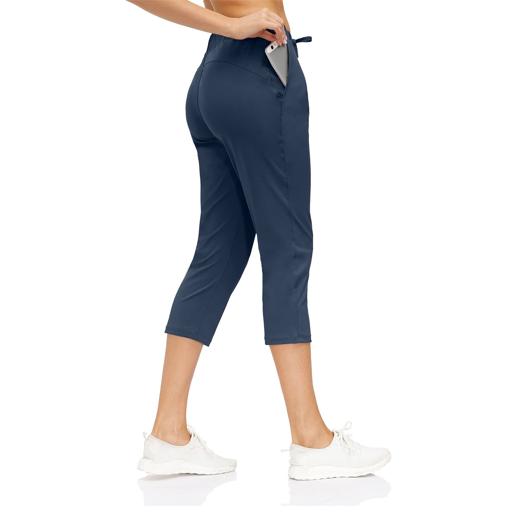 Leggins Mujer Fitness Mallas Deportivo Pilates, Mujeres Pinky Capri Leggings con bolsillos, 3/4 longitud con cordón Pantalones de yoga Pantalones de ejercicio Correr Pantalones casuales Aptitud Medias