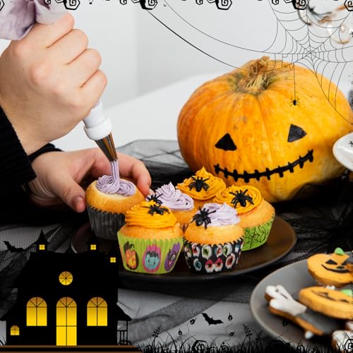 Image of 600 Pack Halloween Cupcake Liners Cupcake Wrappers Disposable Baking Cups Muffin Liners for Halloween Party Candy Cake Decorations Supplies (12 Styles)