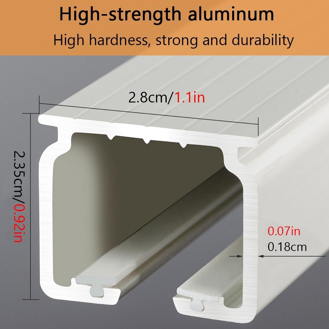 オフィス＆リビングルーム用アルミダブルトラックカーテンレールシステム - 天井/壁取り付け、12.8フィート（390CM） - スタ