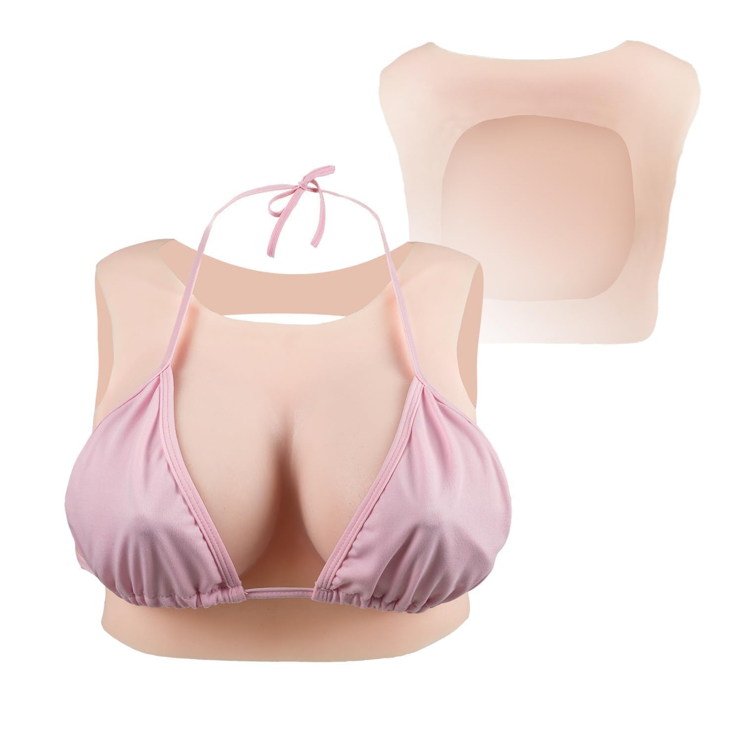 Cyomi Silicone Breast Forms,Fake Boobs, Silicone Breastplate, Fake Breasts,Round Collar Hollow Back, Crossdresser Cosplay Drag Queen, Cotton Filling (C cup, Yellow)