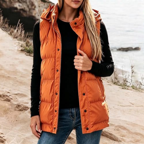 Oversized Puffer Vest Women Quilted Lightweight Sleeveless Hoodie - image 2