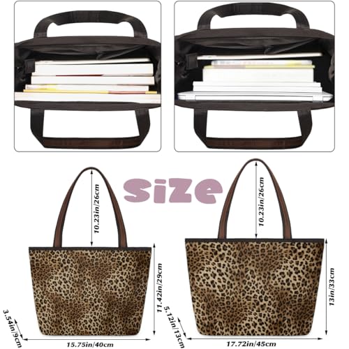 Large Tote Bag for Women Leopard Print Animal Skin Weekender Bags Waterproof Hand Bag with Zipper Reusable Grocery Bags Casual Beach Tote Purse for Work Business Travel Vacation Shopping Gym2