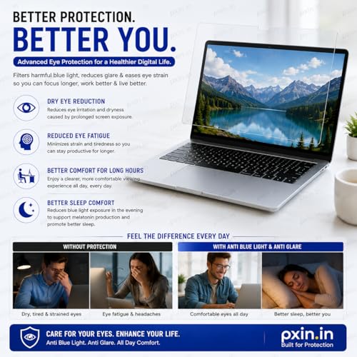 Image of Pxin Laptop Pro Privacy Guard compatible with 15 Inch (16:10) Laptop | Privacy screen protector | Anti Glare | Anti Spy Screen | Reduces blue light | Eye Protection